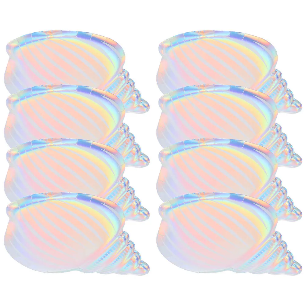 

8Pcs Paper Party Plates Disposable Conch Shape Plates Home Dinnerware Supplies Appetizer Cake Plate Appetizer Plate Disposable