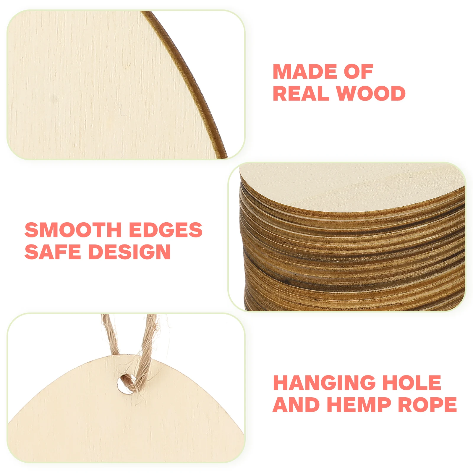 

20 Pcs Wooden Easter Egg Pendant Tag Ornaments Tabletop Car Vintage Decoration for Hanging Bamboo Craft Unfinished Eggs