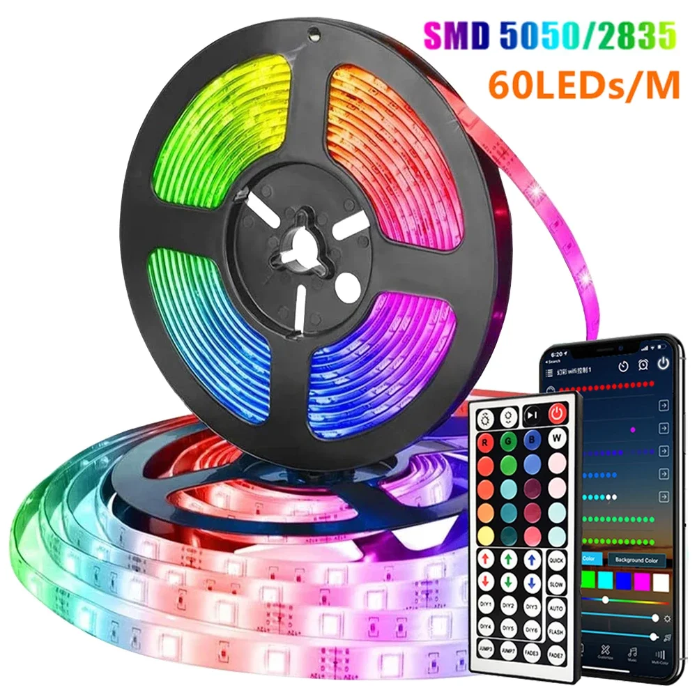 

LED Strip Light 5m 60LEDs/m RGB 2835 SMD 5050 Flexible LED strip White Warm White Red Blue Bluetooth 12V Waterproof Tape Decor