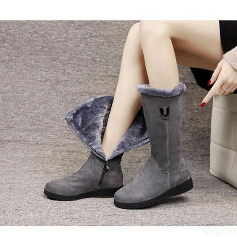 Inverno versátil botas de neve femininas grossas moda botas femininas anti deslizamento quente lazer confortável zíper lateral botas de algodão