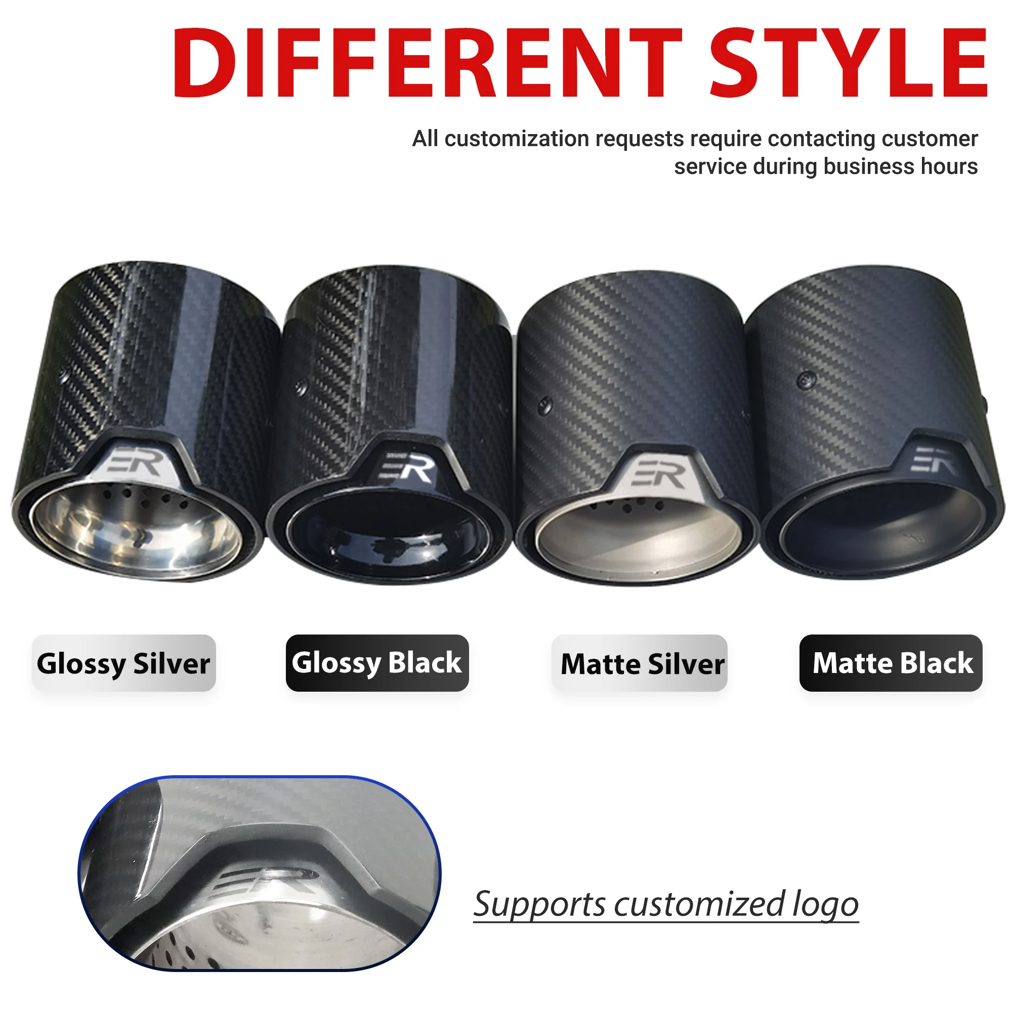 1pcs Upgrade Car accessories Carbon Fiber Exhaust Tips Modify for BMW M2 M3 M4 M135i M235i M140i M240i M335i M340i M435i ER Logo
