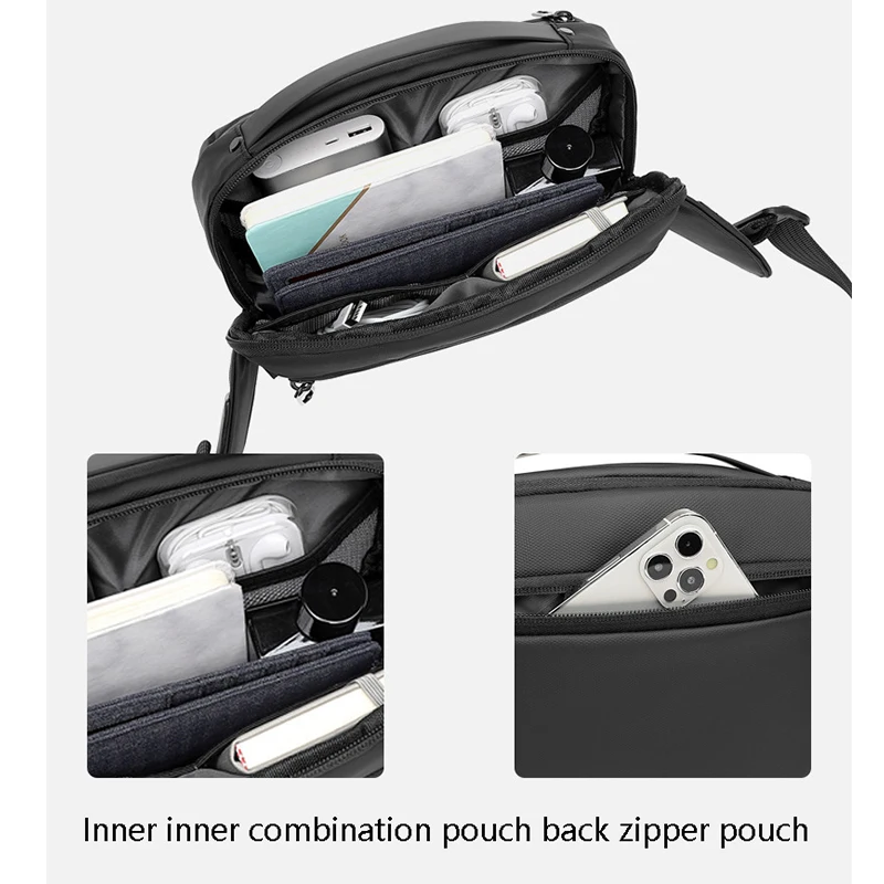 Shoulder Bag Men Oxford Multifunctional Travel Waterproof Sling Chest Bag Fashion Messenger Crossbody Pack For Male Female Women