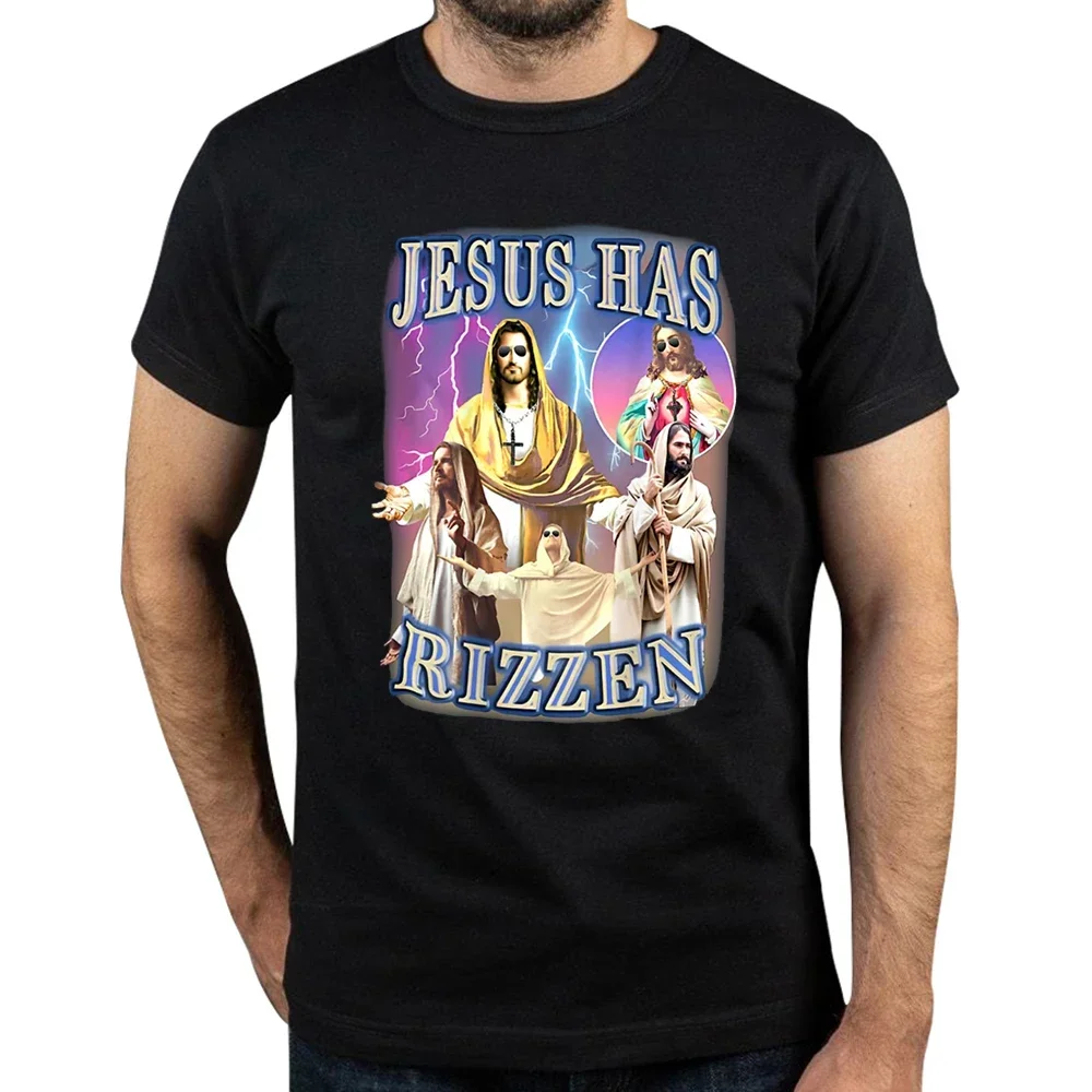 Jasos Has Rizzen T Shirt Retro Christian Religious Herejoku Straatwaer 100% Cotton Unisex O-neck Summer T-shirts EU Size