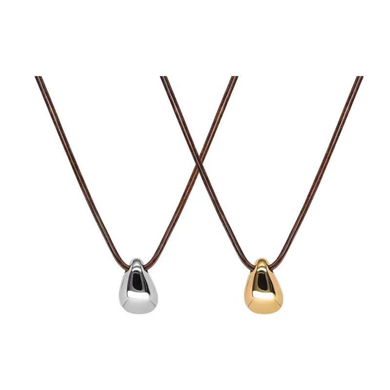 

Simple water drop pendant necklace female pull adjustable long sweater chain accessories
