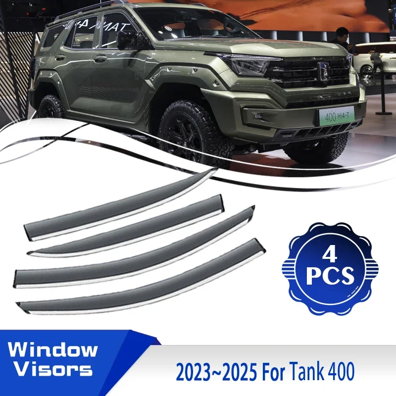 Car Window Visor For Tank 400 Hi4-T 2023~2025 Waterproof Wind Rain Visor Deflector Shades Weathershield Shelter Cars Accessories