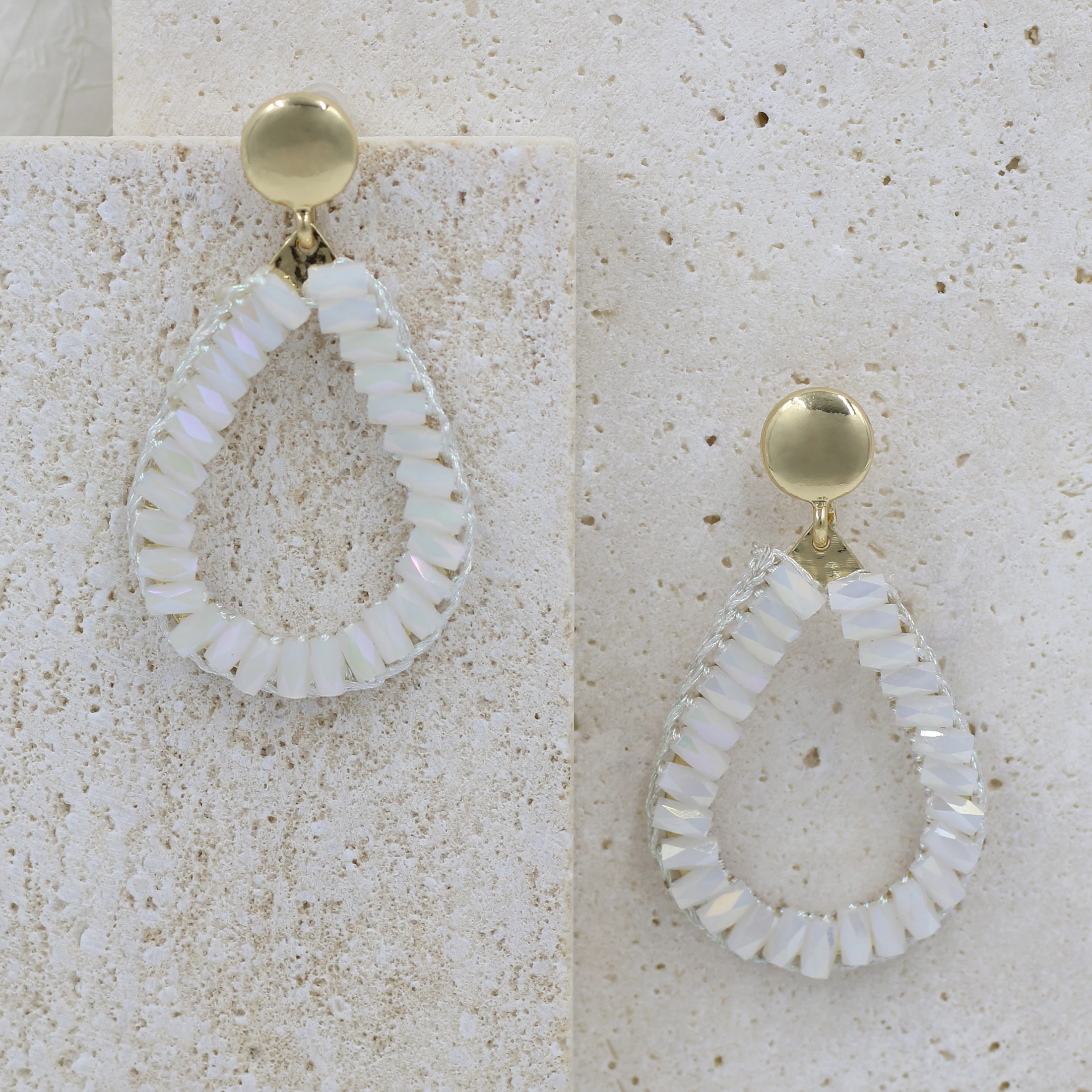 INKDEW Water Drop Earrings Handmade Crystal Beads Earrings For Women Jewelry Big Long Earrings Metal Ear Fashion Jewelry EA088