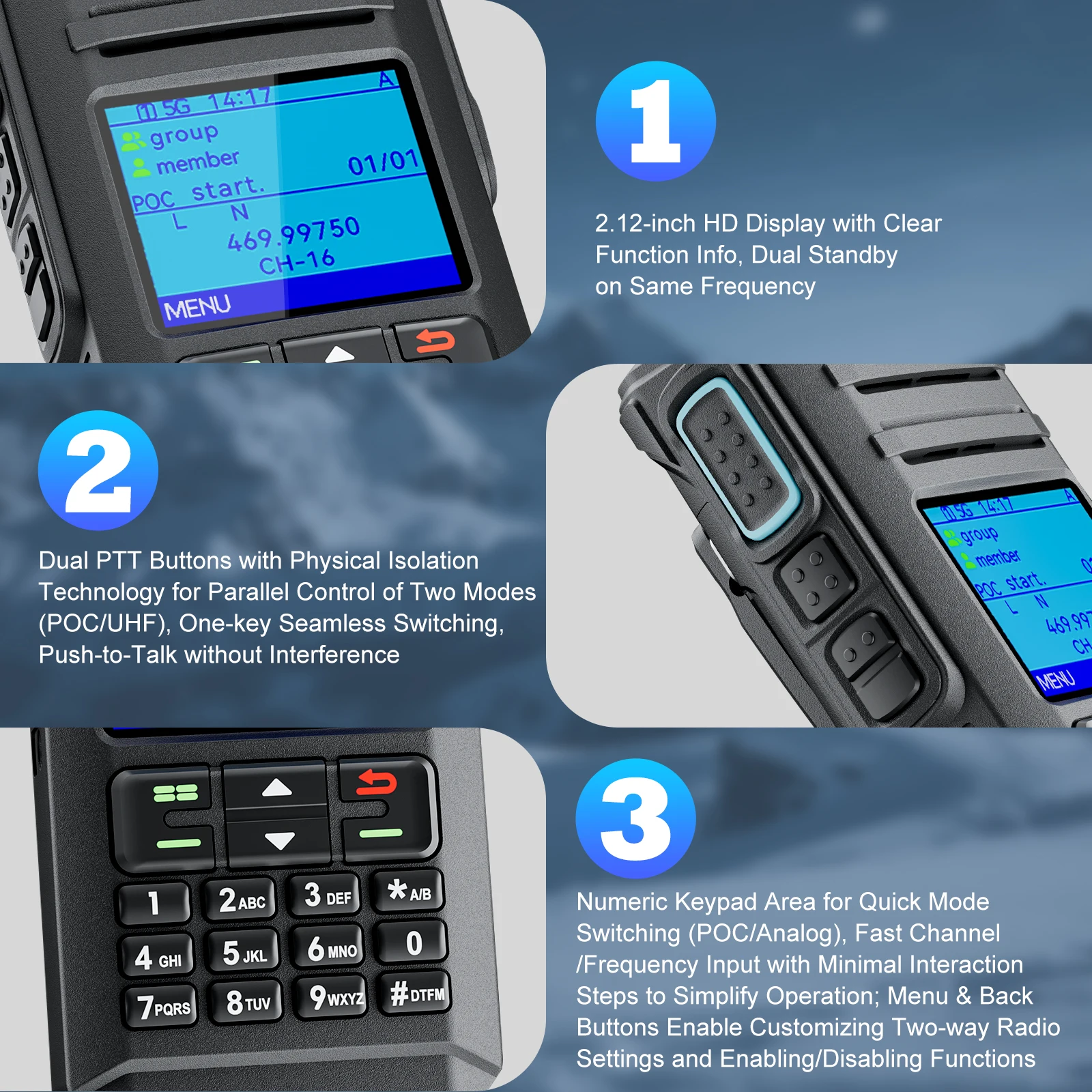 OMIZN Walkie Talkie 5000 Kilometers 4G Global Signal Radio Waterproof IP67 Mode Analog Camping Unlimited Distance Calling X4