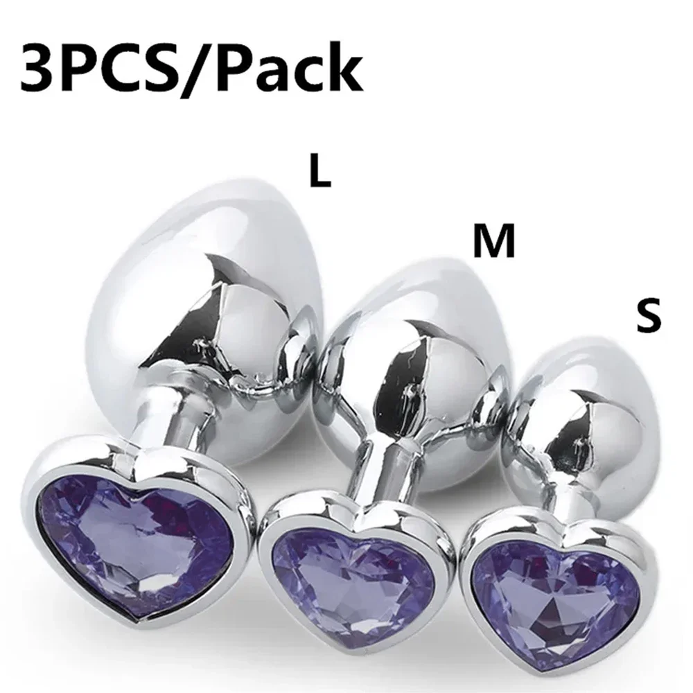 3PCS S/M/L Metal Anal Plug Butt Plug Sex Toy Butt Toy for Women Men Couples Adult Game Masturbator Anal Diamond Sex Shop