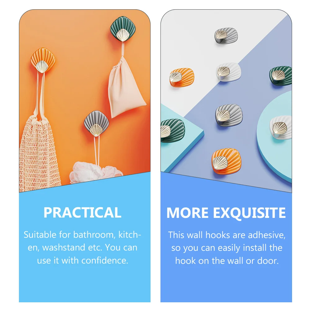 

8Pcs Stick on Hooks Multi-Functional Adhesive Hangers for Bathroom Kitchen Coat Bags Keychains ABS Material Storage