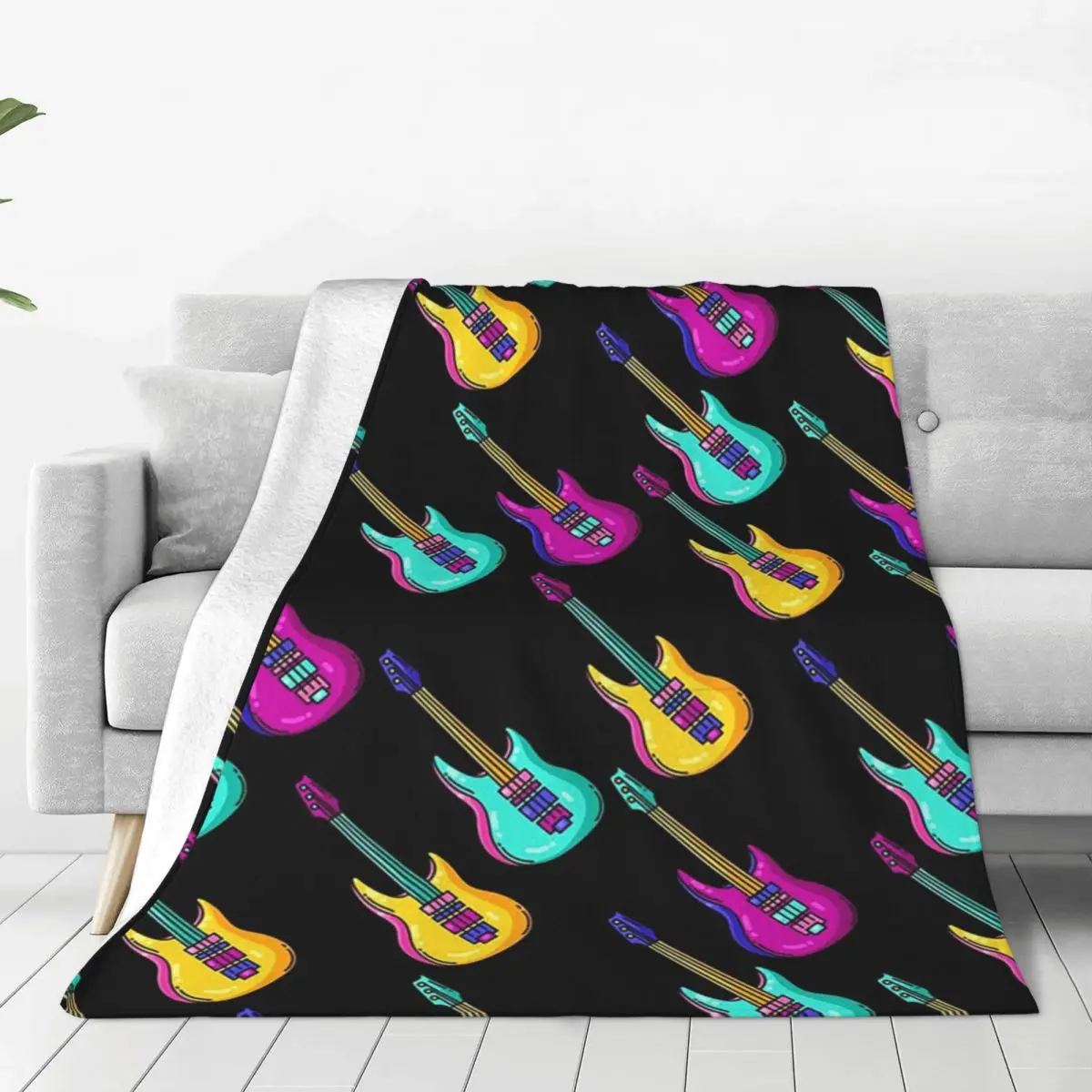 Men's Guitar Piano Drum Music Notes Saxophone Violin Blanket Flannel Sofa Throw Blankets For Home Travel Throws Bedspread Quilt