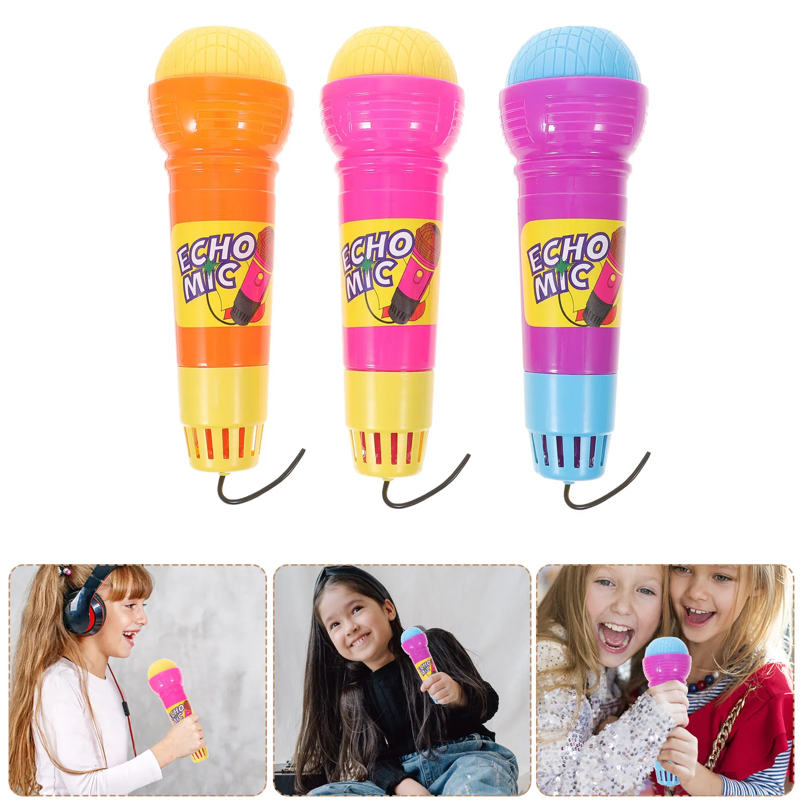 

3Pcs Echo Microphone for Kids Bright Color Compact Lightweight Sound Amplifier Pretend Play Stage Party Outdoor Fun Children