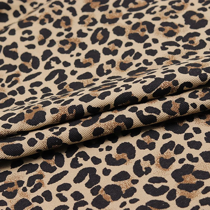 Leopard Thick  Cotton Canvas Fabrics By The Half Meter Thick Anti Abrasion Sewing Hat Bags Coat Pants DIY Tissus 50X150cm Tela