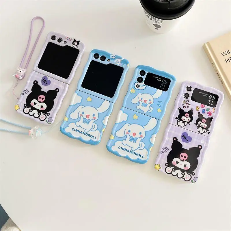 

New Sanrio Kuromi Cinnamoroll Cartoon Cute Suitable for Galaxy Zflip3 4 5 Generation Samsung Folding Phone Case Soft Case