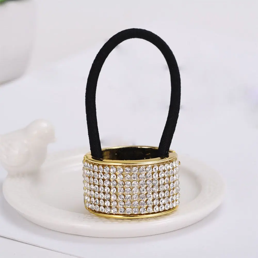 Rhinestone Shining Pearl for Women Girls Crystal Gum Scrunchy Holders Cuffs Headwear Hair Ring Hairband Buckle