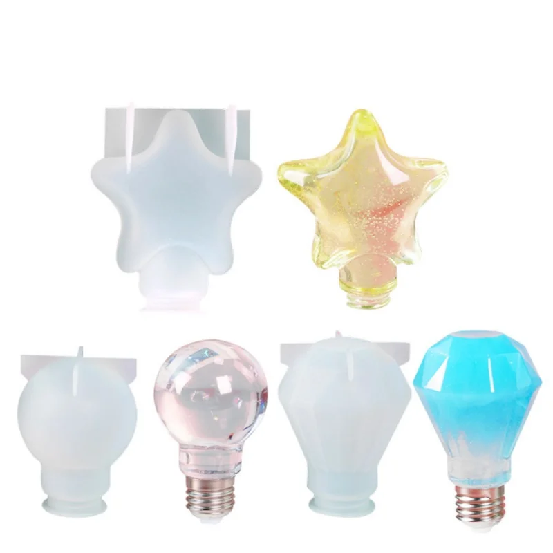 DIY Self-Made Circular Prismatic Light Bulb Epoxy Mold Five Pointed Star Light Bulb Silicone Mold Home Decoration Storage