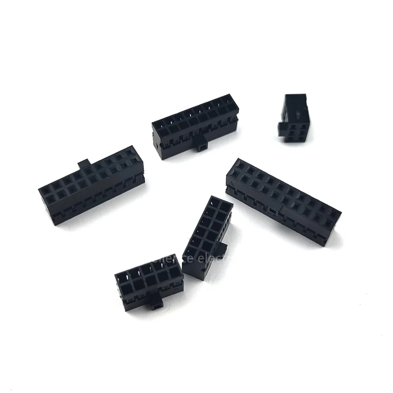 20PCS DuPont 2.0 Double Row Rubber Shell with Protruding Points 6P 10P 12P 16P 18P 20P Black Housing Plug Connector