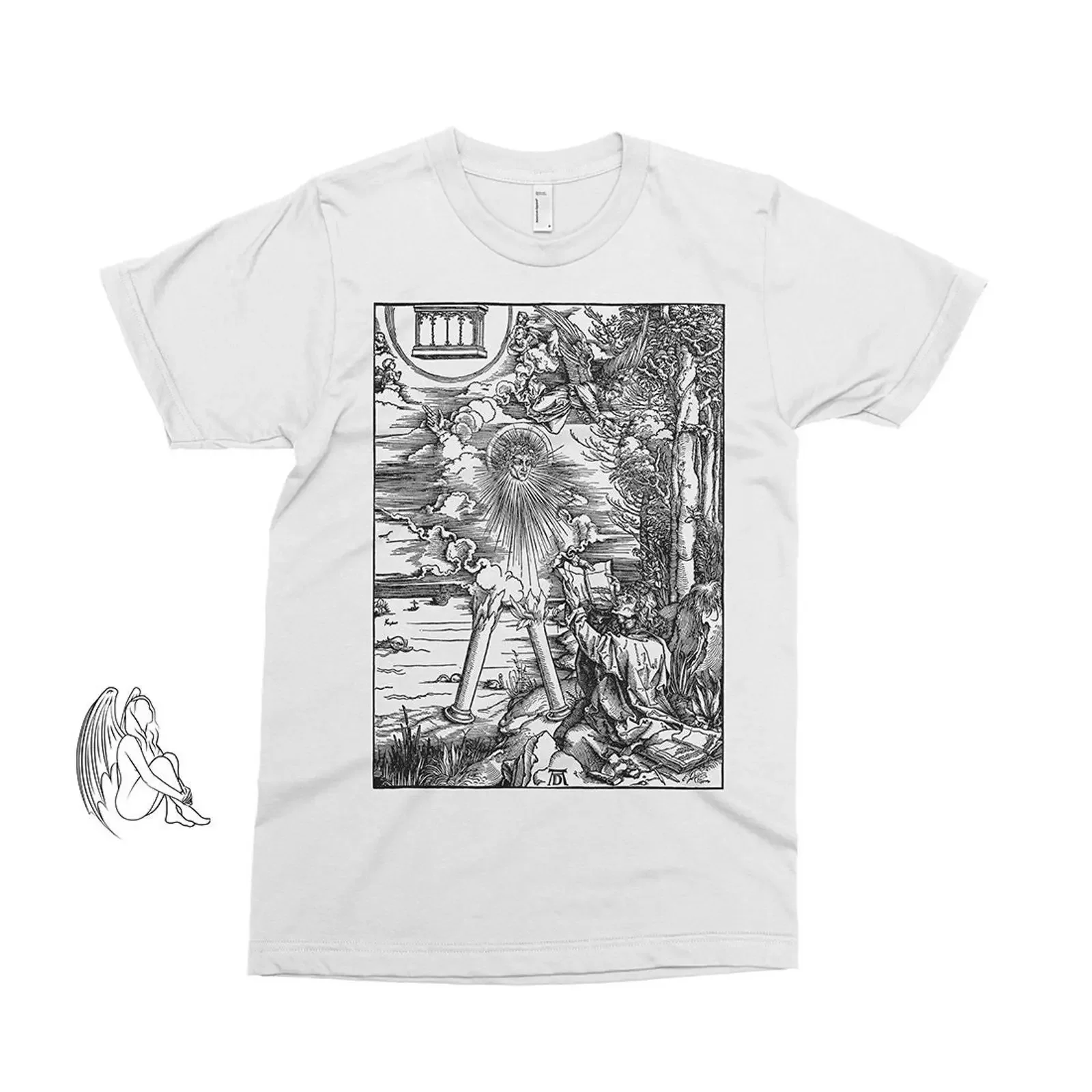 Saint John Devours the Book Apocalypse Albrecht Durer T shirt Dürer Art Woodcut Engraving Cute  vintage Washed Stylish