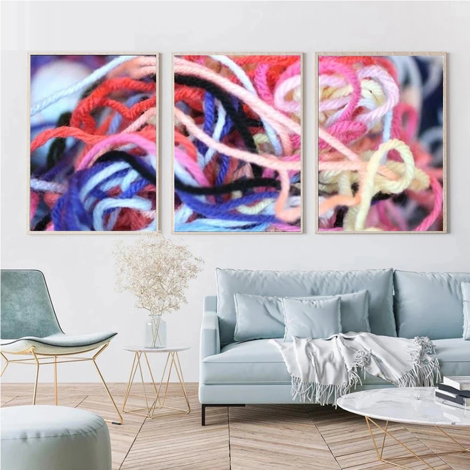 3 Pieces Diamond Mosaic Abstract Colored Fine Wool Paintings Diy Full Rhinestone Embroidery Triptych Kits  Gift For Woman