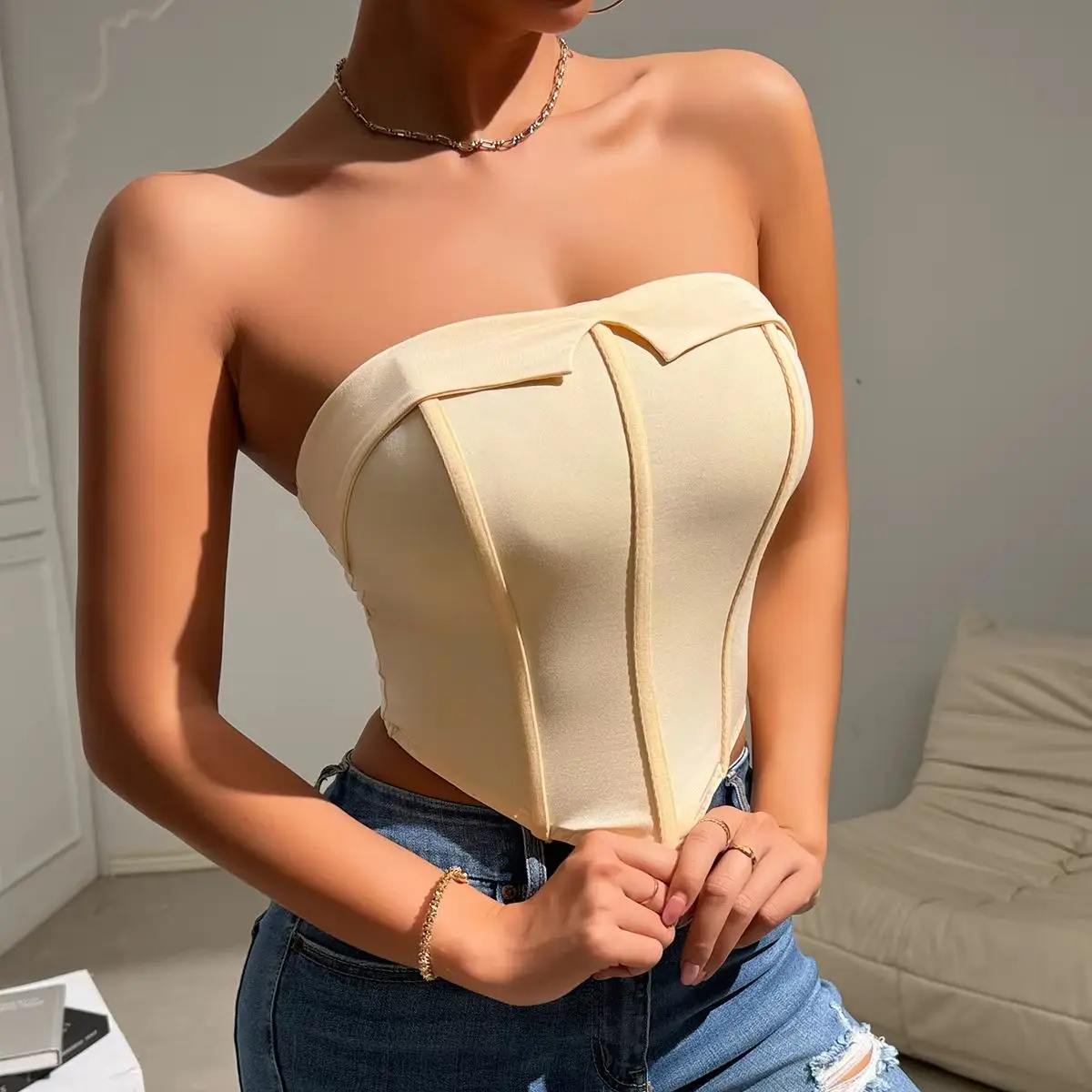 

Sexy Women Strapless Vest Female Lingerie Crop Tube Top Corset Clothes Fashion 2025 Summer Sleeveless Slim Fit Camisole Tank Top