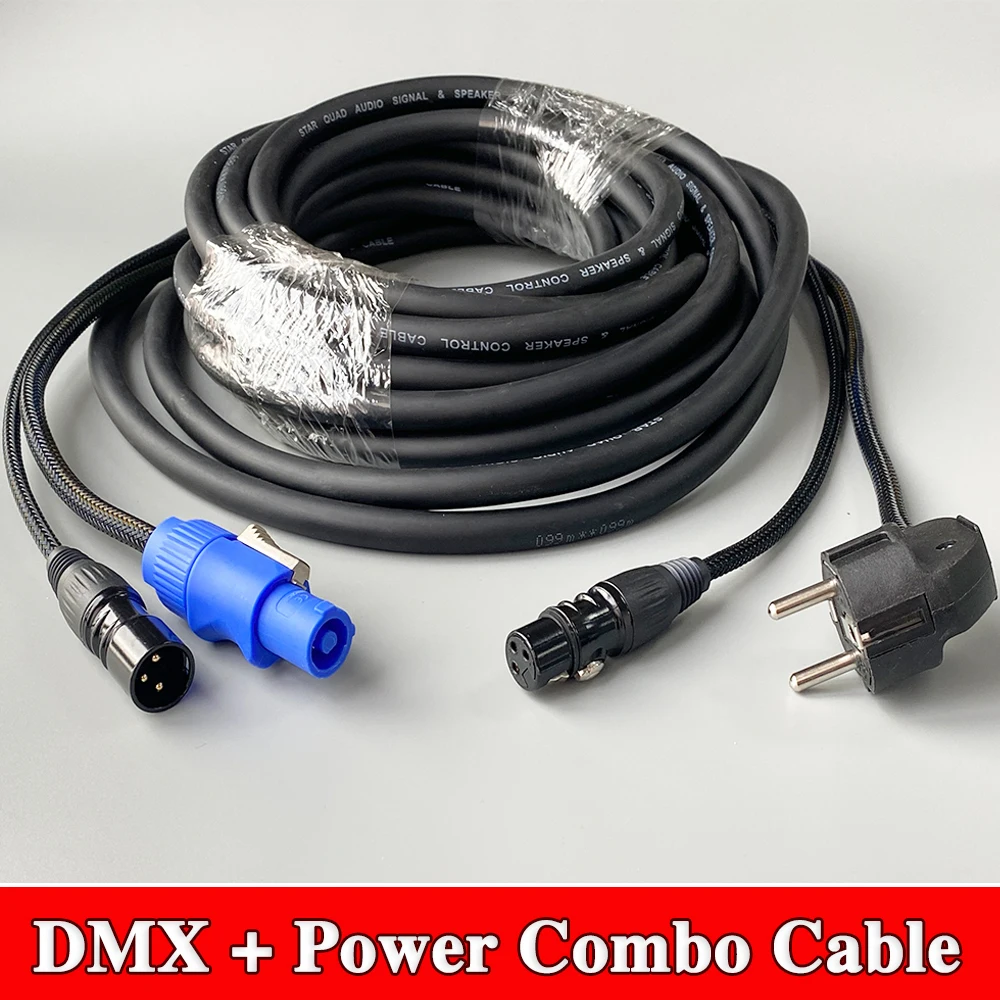 

10M-15Meter EU Plug Power Dmx Combo Cable 3x2.5mm² PowerCon Wire 3Pin XLR Cables Customized For DJ Lighting Stage Audio Speaker