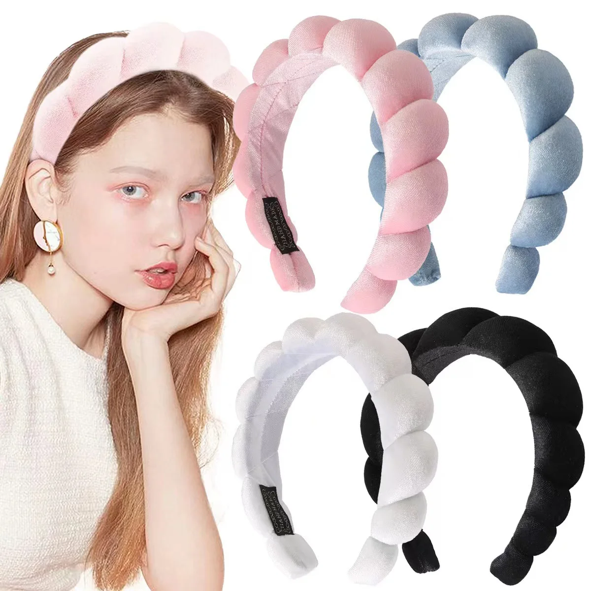 

Ripple Wave Headband Twist Sponge Hair Hoop High Crown French Style for Women Washing Face Hair Accessories Headwear