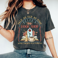 Vintage Retro Belle's Book shop Shirt Tale as old as time Beauty and The Beast Magic Tee Casual Y2K Top Daily Trendy Streetwear