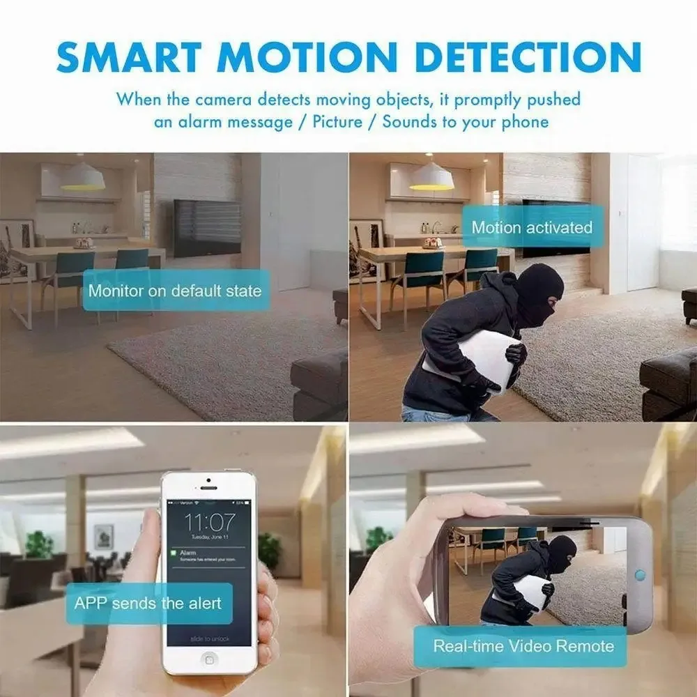 กล้องขนาดเล็ก1080P ไนท์วิชั่นอินฟราเรด HD มินิ WiFi CAM สมาร์ทโฮมการตรวจสอบระยะไกลเว็บแคม IP ขนาดเล็กแบบพกพากล้องวิดีโอขนาดเล็ก