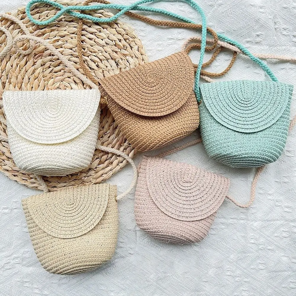 

Coin Purse Shell Shape Straw Bag Handmade Mini Straw Handbag Summer Beach Bag Women Girl