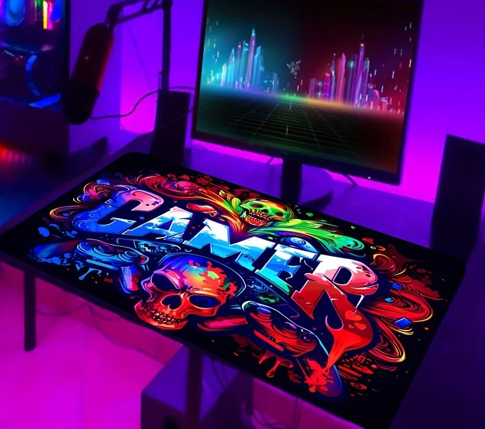 Cool Skull design Large gaming mousepad desk mat non-slip rubber base esports keyboard pad gamers tabletop desk accessories