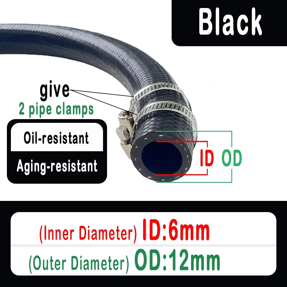 Nieuwe multifunctionele auto brandstofslangen ID 4 5 6 8 10 12 14mm met pijpklem NBR oliebestendige slang olieleiding