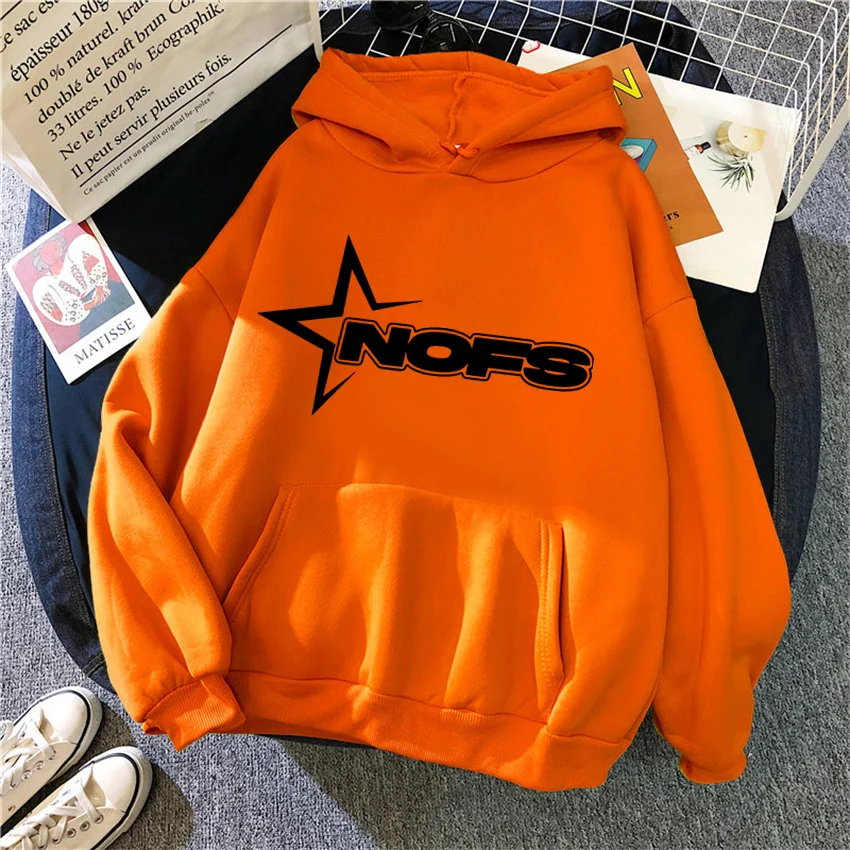 Winter Fashion Womens Hoodie NOFS Print Pullover Streetwear Hoodies Women Hip Hop Fleece Harajuku Y2K Unisex Sweatshirts Tops