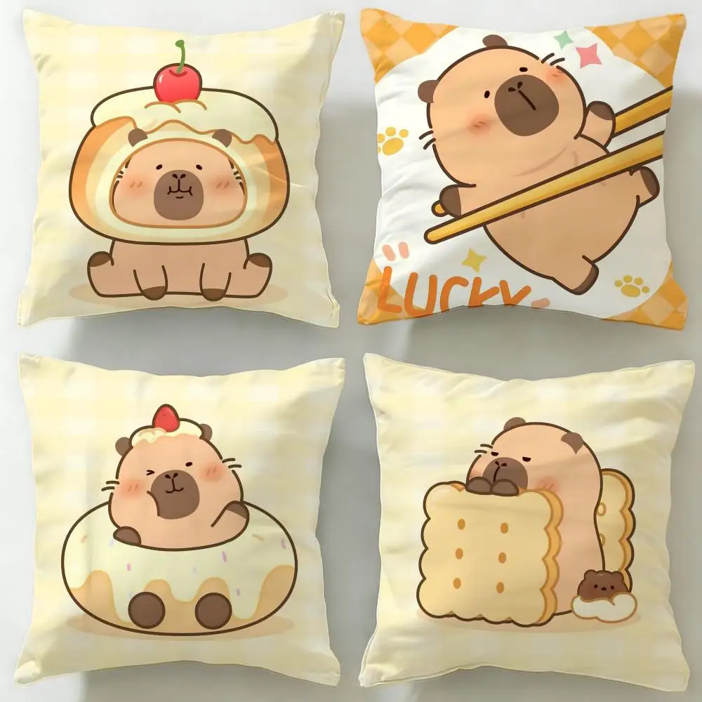 Klassischer Tier-Kissenbezug mit Capybara-Motiv, weicher und leicht zu waschender Kissenbezug – vielseitig einsetzbar für Couch, Bett, Reisen und Büro