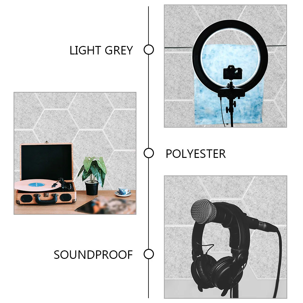 

10 Pcs Soundproof Sound-absorbing Cotton Wall Panels Noise Reduction for Walls Hexagon Acoustic