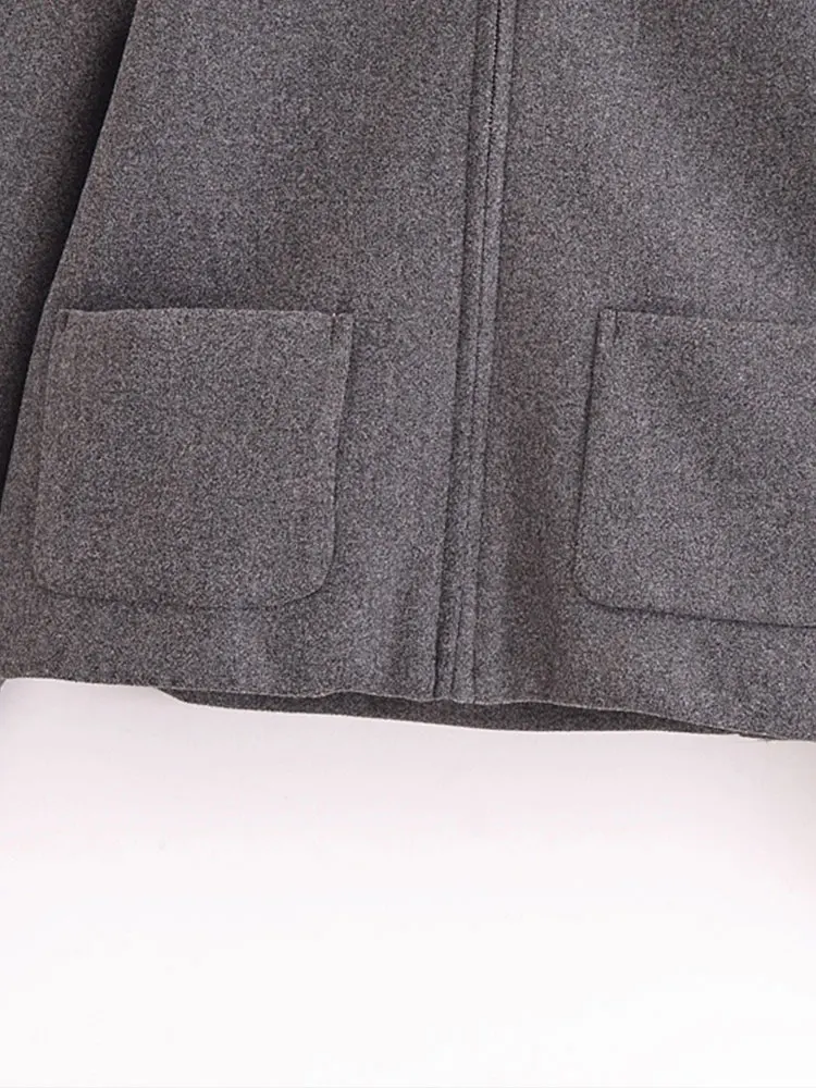 TRAF Autumn Winter Elegant Women Loose Jacket Long Sleeve Zipper Oversize Coat Female Bomber Jacket Outerwear