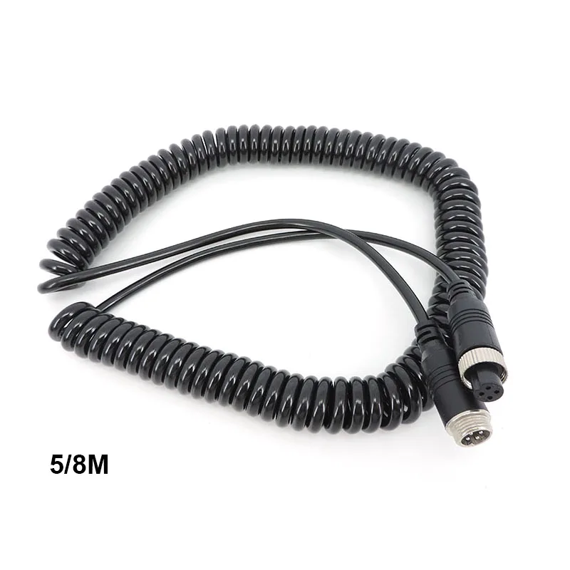 5M 8M 4 Pin core spring Aviation male to female Extension Video connector power Cable extend for car Truck Bus Monitor Camera