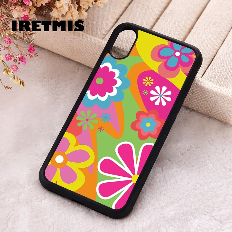 Iretmis Phone Cover Case For iPhone X XS Max XR 11 12 13 PRO MINI 14 15 16 Plus Rubber Silicone TPU Flower Power