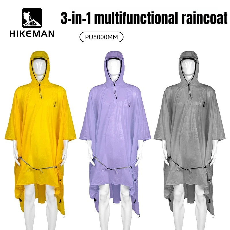 

Outdoor Camping Hiking Poncho 15D Coated Silicon Nylon Canopy Mat Three-in-one Multi-functional Mountaineering Cape Raincoat
