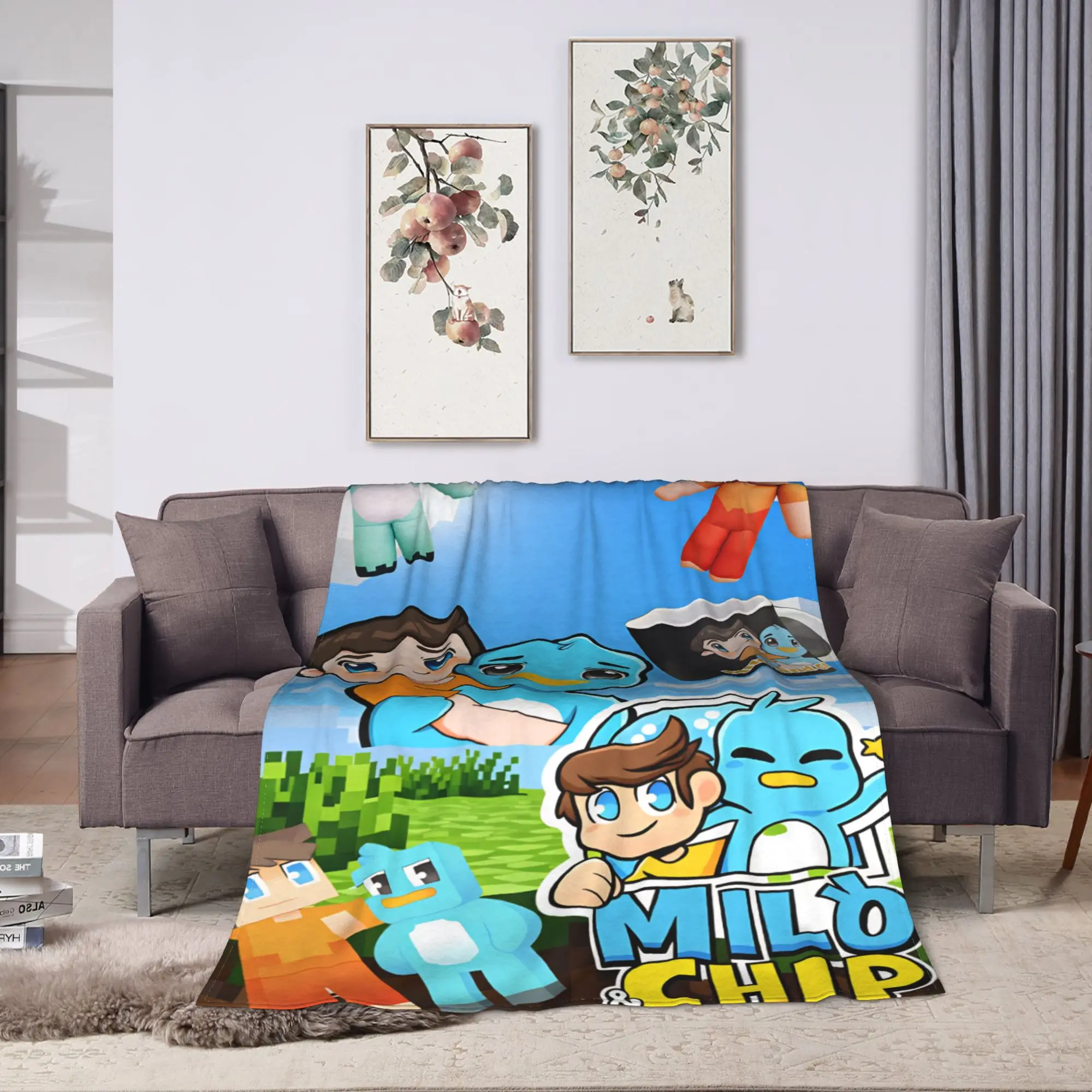 Milo And Chip Blanket  Super Soft Novelty Plush Bedding Throws For Couch Chair Decorative Flannel Bedspread Bed Cover