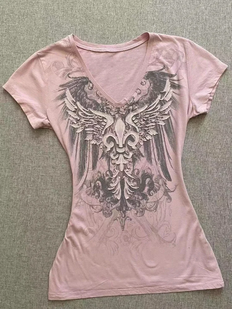 여름 레트로 퍼플 홀터 가짜 투피스 프린트 티셔츠 여성 Y2K streetwear 핫 소녀 슬림 피트 하라주쿠 패션 캐주얼 탑 New