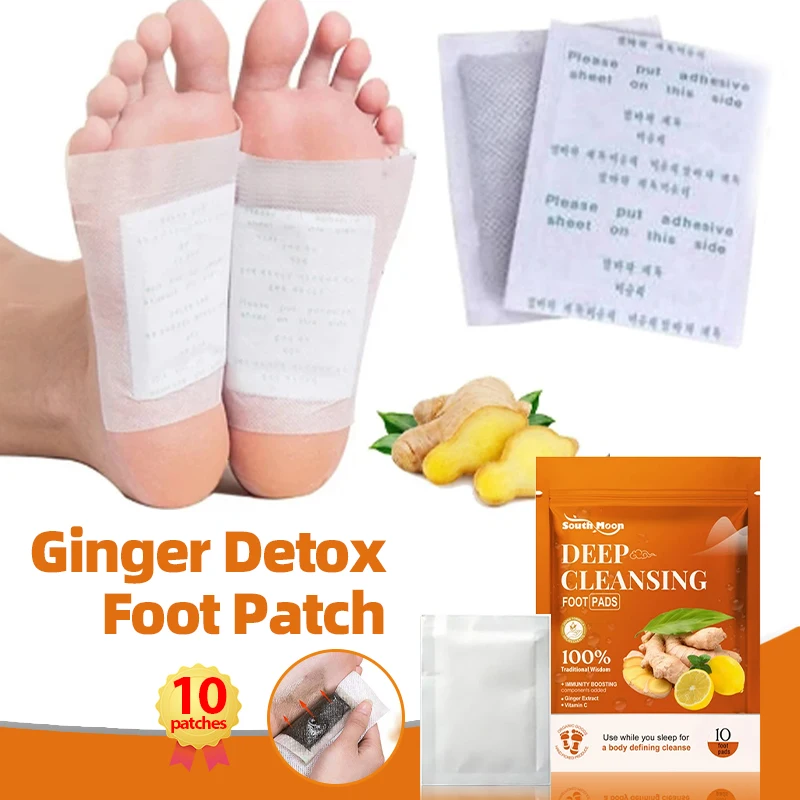 

Foot Detox Patches Deep Cleansing Slimming Stress Relief Body Detoxification Toxin Removal Natural Ginger Bamboo Feet Pads 10pcs