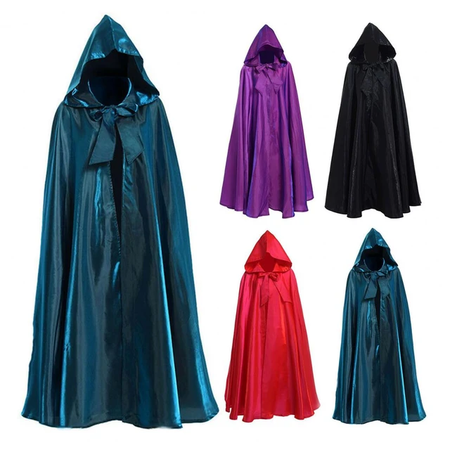 Halloween Cape with Hat Super Soft Solid Color Fine Texture Hooded 