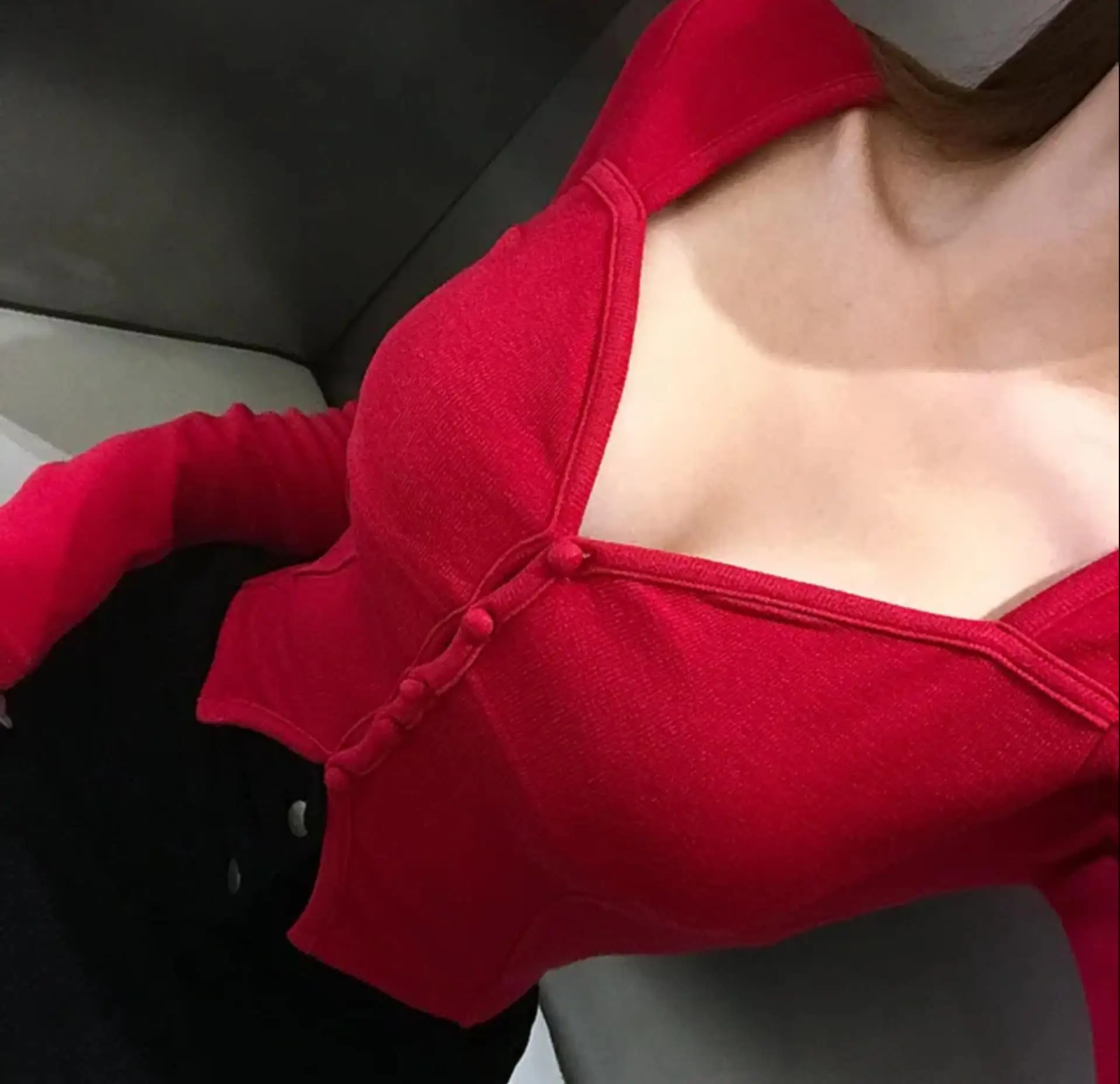 

Elegant Short Sleeveless Cardigan Square Collar Slim Fit Long Sleeve Open Front Knitted Jacket Cotton 100% Spring 2024