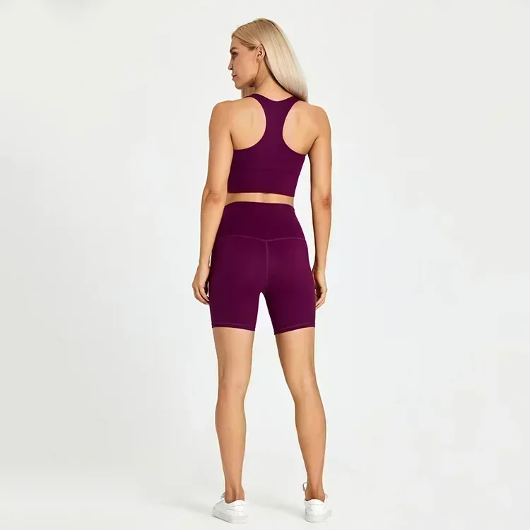 Lemon Women 2 pcs Sports Set Exercise Biker Short 5