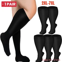 2XL-7XL Plus Size Compression Socks Solid Color Women Men Sports Running Yoga Extra Size Fat Sock for Sports Fitness Weight Loss