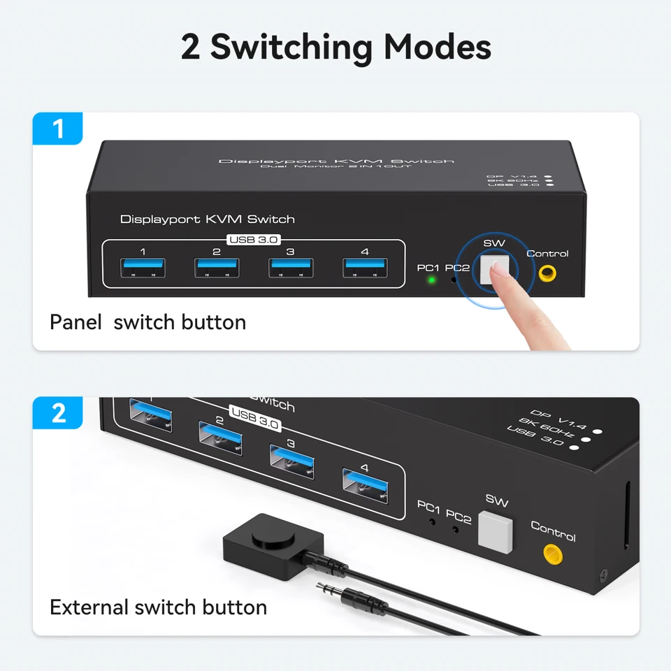 Navceker podwójny Monitor DP przełącznik KVM 4K 120Hz 2x2 USB 3.0 HDMI przełącznik KVM 2 w 2 na 8K 60Hz wyświetlacz mieszany 2 monitory 2 komputer