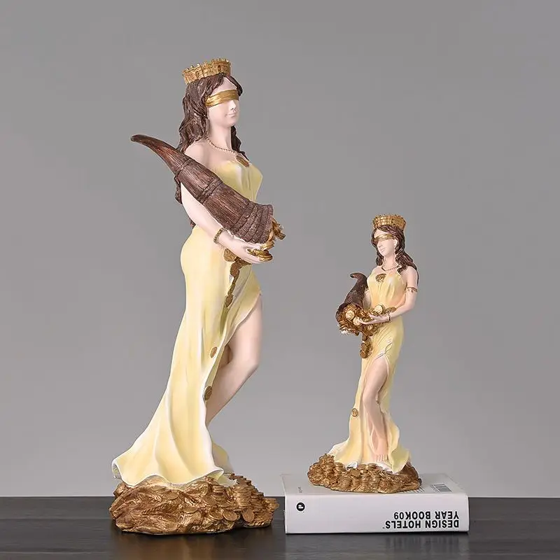 

Modern Fortune Goddess Sculpture Resin Ornaments Opening Gifts Home Livingroom Porch Furnishing Crafts Office Figurines Decor