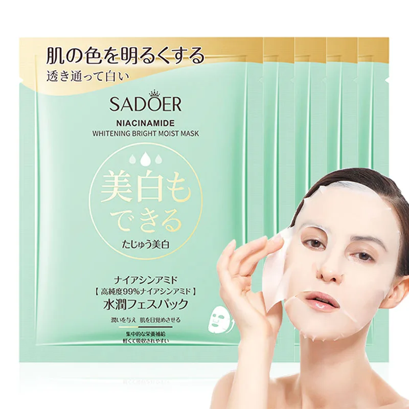 5/10 Stück SADOER Nicotinamide-Gesichtsmasken für das Gesicht, feuchtigkeitsspendend, aufhellend, straffend, feuchtigkeitsspendend, Gesichtsmaske, Gesichtspflegeprodukte