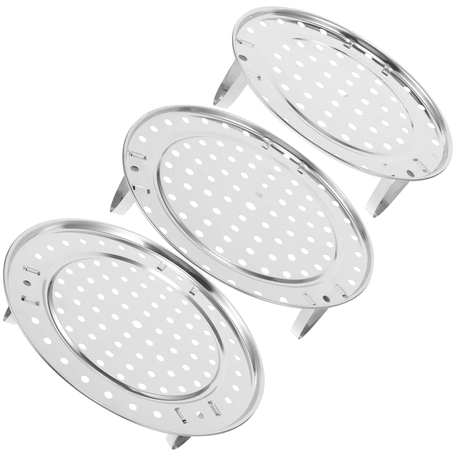 

3Pcs Stainless Steel Steaming Rack Plate Detachable Legs Steamer Rack Stand for Pots Pans Kitchen Home Restaurant