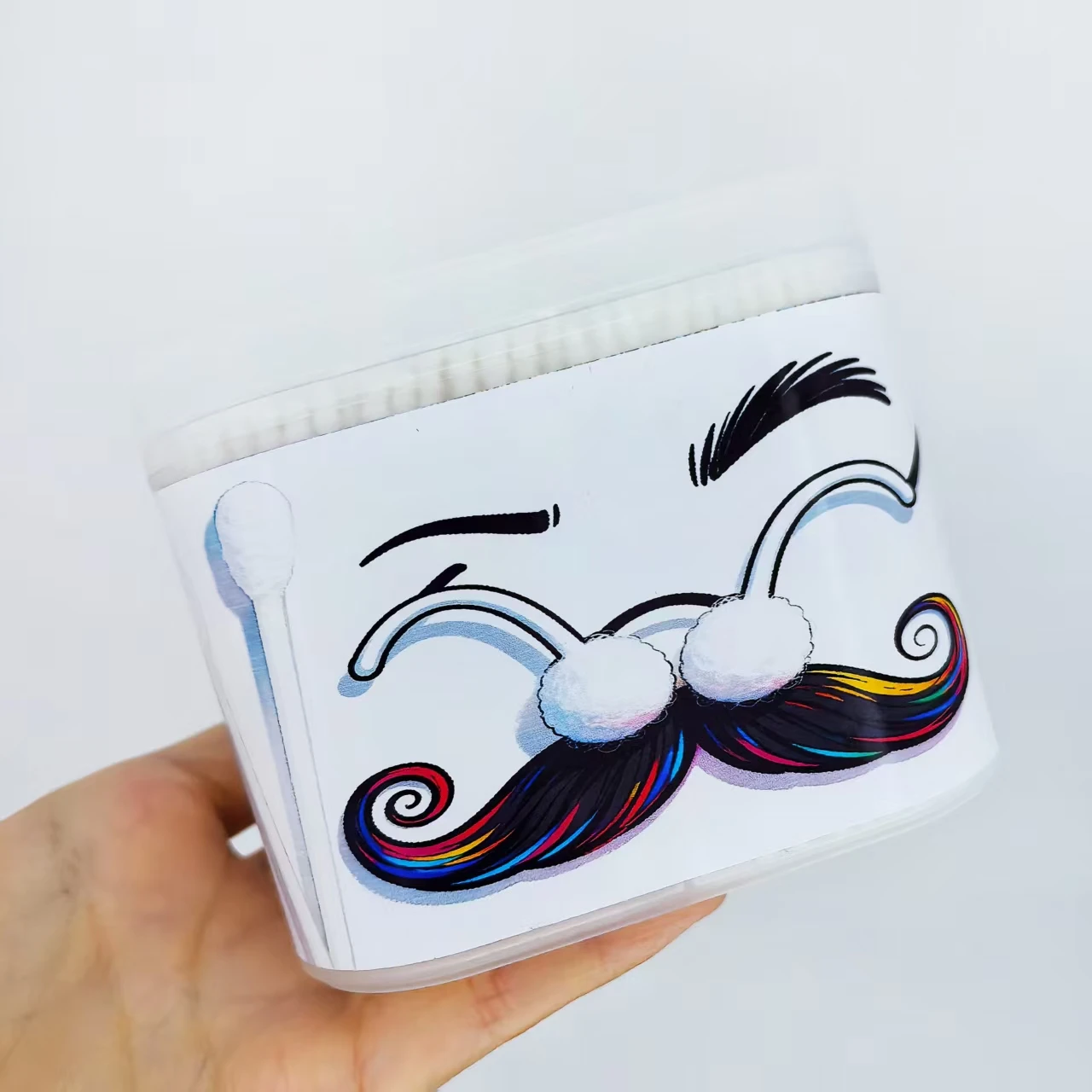 600 قطعة من مسحات القطن المعبأة في صندوق نمط الملتح المبتكر، تصميم برأسين، أعواد أعواد قطنية ذات محور رفيع، مسحات قطنية هدية #3