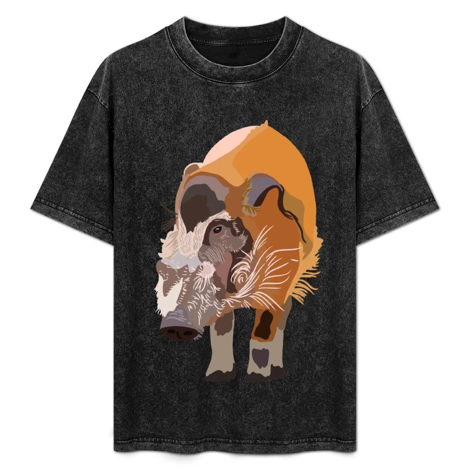 

Футболка с надписью "R is for Red River Hog", модный принт, повседневная, с короткими рукавами